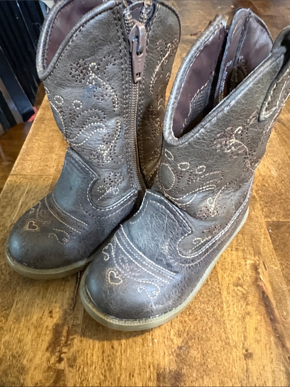 Cat & Jack Brown Embroidered Kids Western Boots